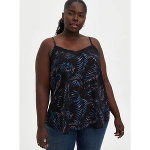 *New Torrid Sophie Black Palms Sleeveless Georgette Inset Top Womens 4 4X 26 NWT